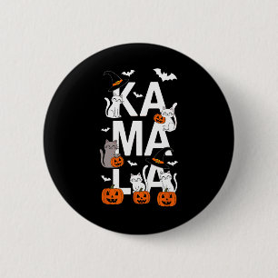 Kamala Halloween Cat Pumpkin Witch Hat Lover Kamal 6 Cm Round Badge