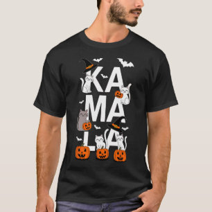 Kamala Halloween Cat Pumpkin Witch Hat Lover Kamal T-Shirt