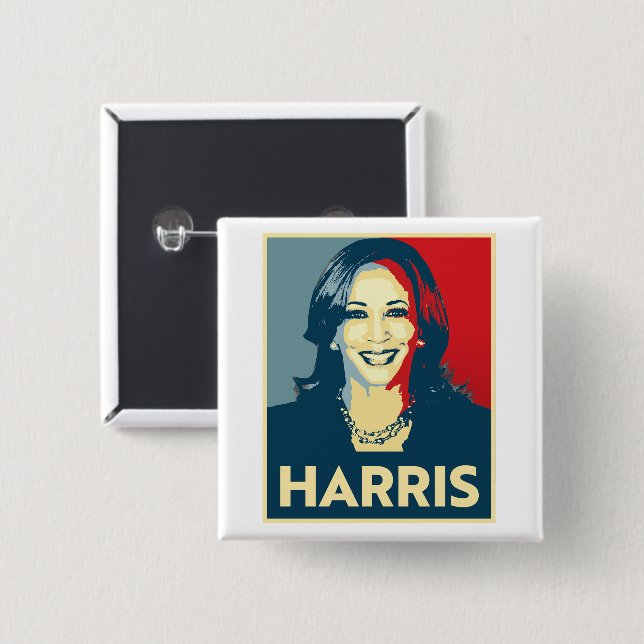 Kamala Harris 15 Cm Square Badge (Front & Back)