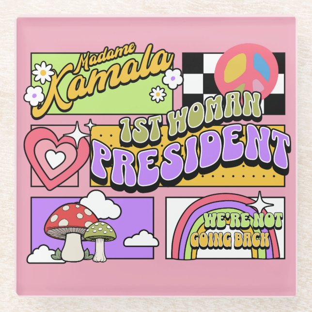 Kamala Harris 1st Woman President Inauguration Glass Coaster (Front)
