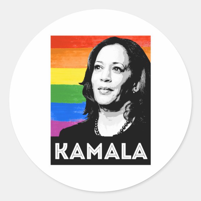 KAMALA HARRIS 2020 PRIDE POSTER CLASSIC ROUND STICKER (Front)