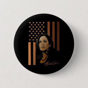 Kamala Harris 2024 American Flag Madam President E 6 Cm Round Badge