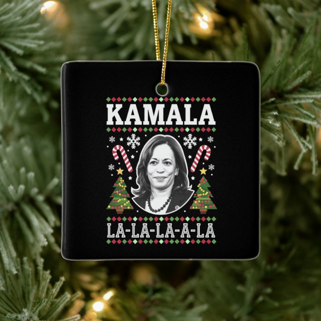 Kamala Harris 2024 Christmas Comma La Xmas Ceramic Ornament (Tree)