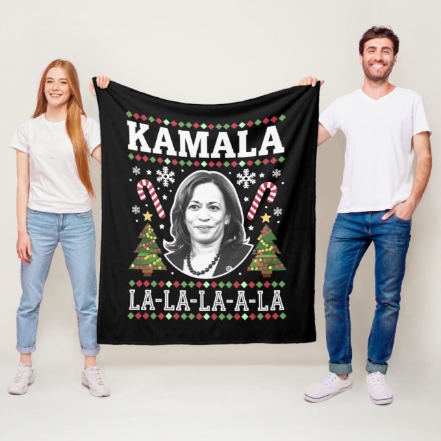 Kamala Harris 2024 Christmas Comma La Xmas Fleece Blanket (In Situ)