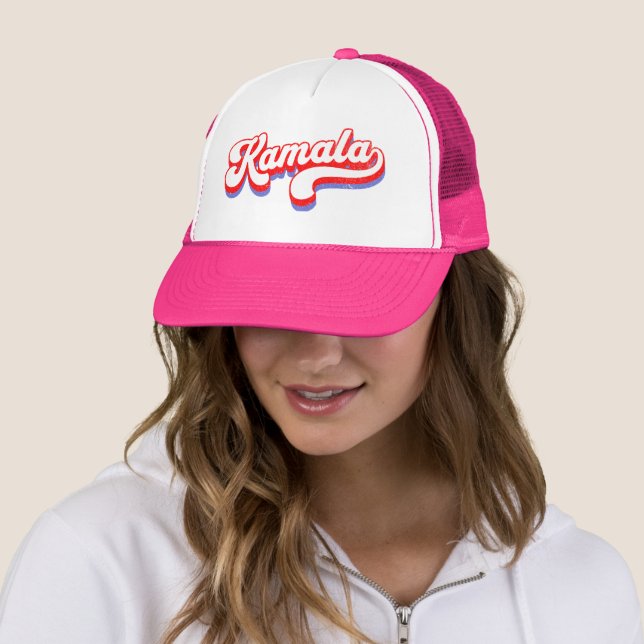Kamala Harris 2024 Cute 2024 Election Hot Pink Trucker Hat (In Situ)