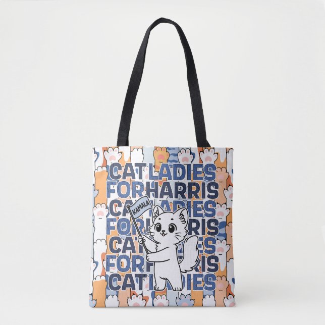 Kamala Harris 2024 Election Cat Ladies President Tote Bag (Front)