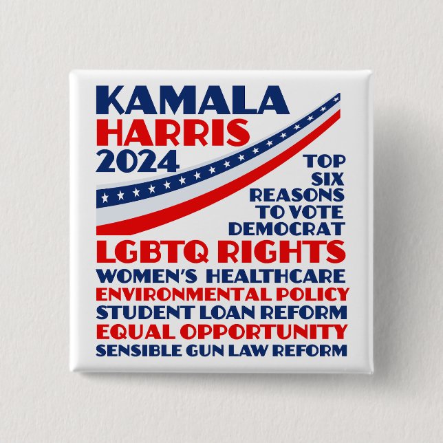 Kamala Harris 2024 Election Democrat Platform 15 Cm Square Badge (Front)