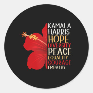 Kamala Harris 2024 Election Hope Equality Hibiscus Classic Round Sticker