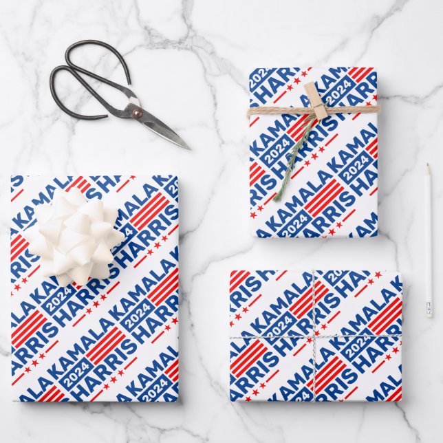 Kamala Harris 2024 Election Patriotic  Wrapping Paper Sheet (Front)