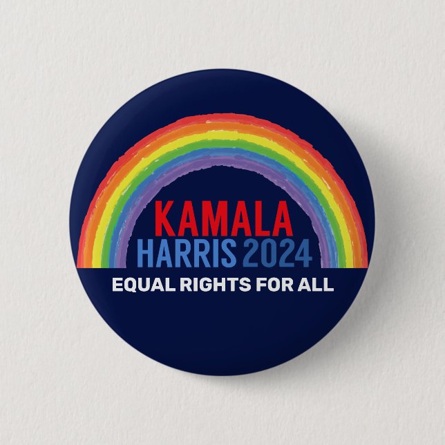 Kamala Harris 2024 Election Rainbow LGBTQ 6 Cm Round Badge (Front)