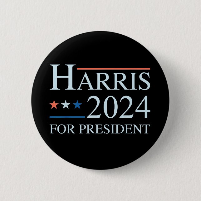 Kamala Harris 2024 For President 6 Cm Round Badge (Front)