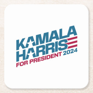 Kamala Harris 2024 For President Election Campaign Square Paper Coaster