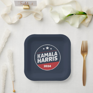 Kamala Harris 2024 For President Retro Election Paper Plate