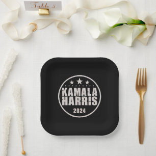 Kamala Harris 2024 For President Retro Election Paper Plate
