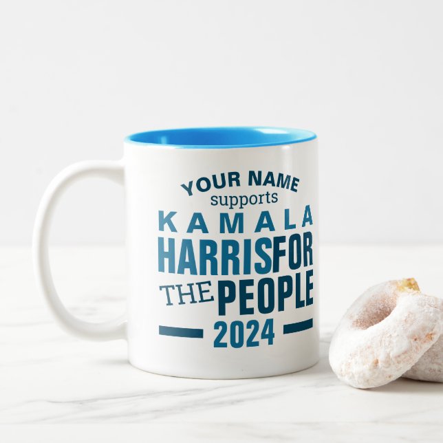 Kamala Harris 2024 For The People Vote Campaign Two-Tone Coffee Mug (With Donut)