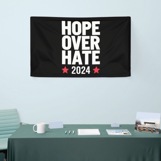 Kamala Harris 2024 Hope Over Hate Presidential  Banner (Tradeshow)