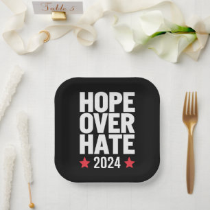 Kamala Harris 2024 Hope Over Hate Presidential  Paper Plate