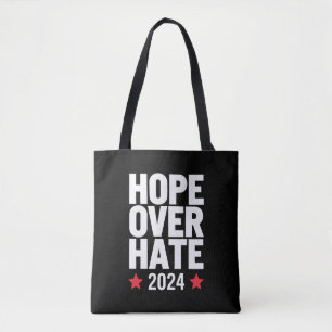 Kamala Harris 2024 Hope Over Hate Presidential  Tote Bag