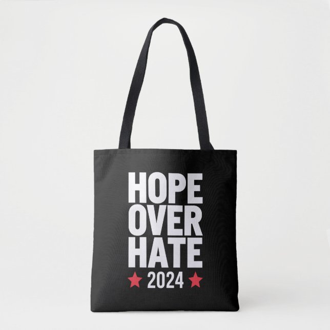 Kamala Harris 2024 Hope Over Hate Presidential  Tote Bag (Front)