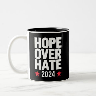Kamala Harris 2024 Hope Over Hate Presidential  Two-Tone Coffee Mug