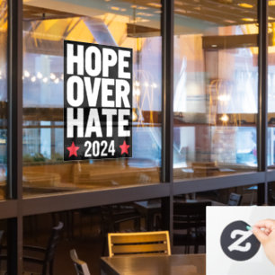 Kamala Harris 2024 Hope Over Hate Presidential Window Cling