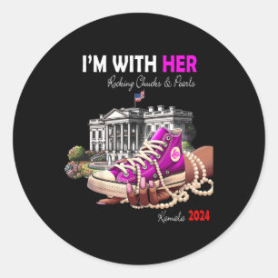 Kamala Harris 2024 I'm With Her Rocking Chucks &am Classic Round Sticker