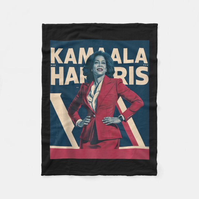 Kamala Harris 2024 - Leading With Strength Design  Fleece Blanket (Front)