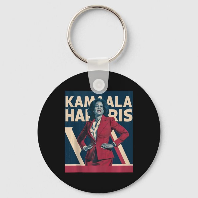 Kamala Harris 2024 - Leading With Strength Design  Key Ring (Front)