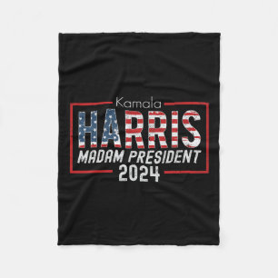 Kamala Harris 2024 Madam President Election Costum Fleece Blanket