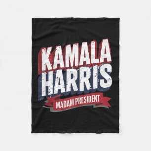 Kamala Harris 2024 Madam President Kamala 47 Usa E Fleece Blanket