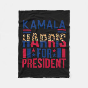 Kamala Harris 2024 Madam President Kamala 47 Usa E Fleece Blanket
