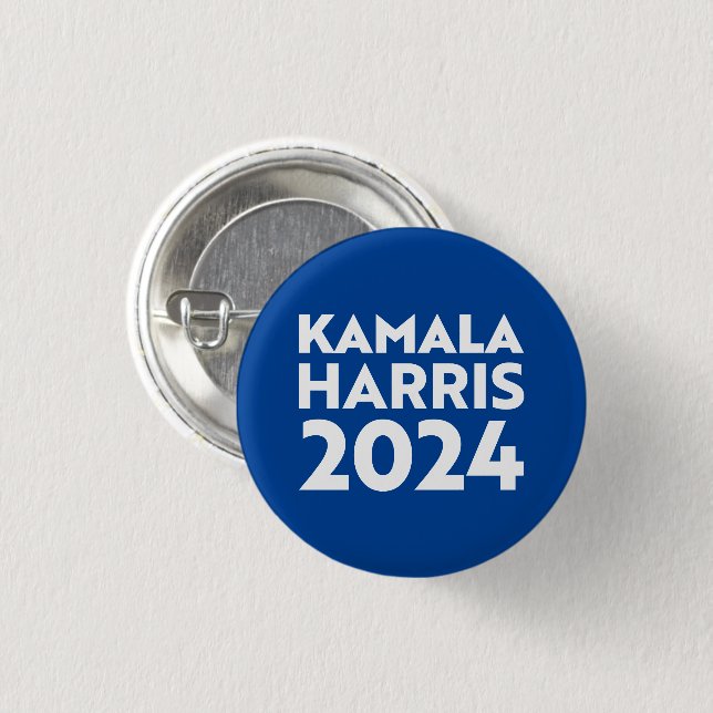 Kamala Harris 2024 modern typography white blue 3 Cm Round Badge (Front & Back)