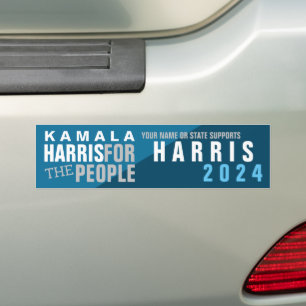 Kamala Harris 2024 President Vote Blue Two Tone Bumper Sticker