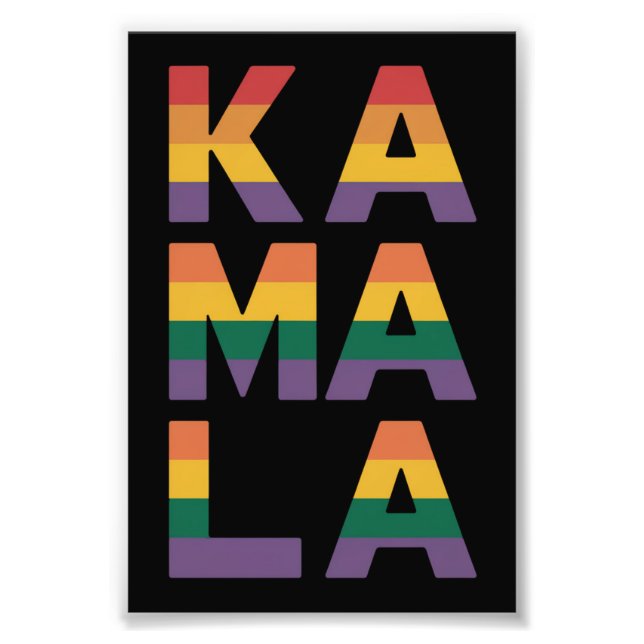 Kamala Harris 2024 Rainbow Flag Gay Pride LGBT  Photo Print (Front)