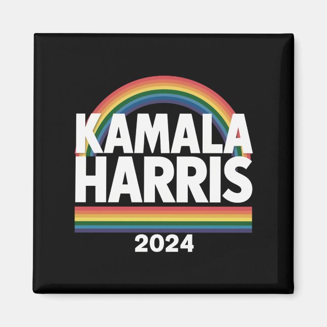 Kamala Harris 2024 Rainbow Gay Pride LGBT Election Magnet (Front)