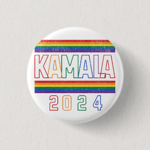 Kamala Harris 2024 Rainbow LGBTQ Retro 3 Cm Round Badge