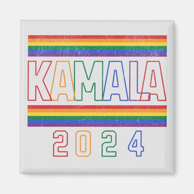 Kamala Harris 2024 Rainbow LGBTQ Retro Magnet (Front)
