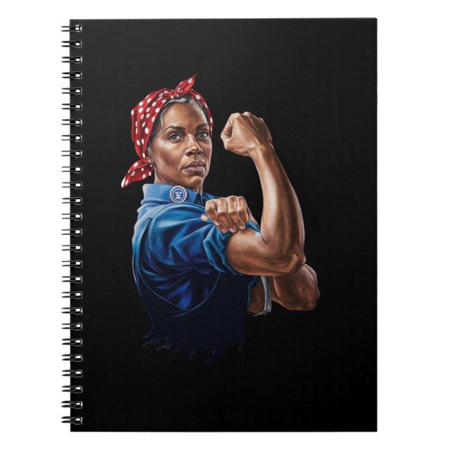 Kamala Harris 2024 Rosie The Riveter Childless Cat Notebook (Front)