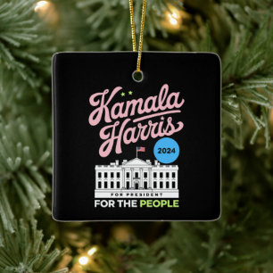 Kamala Harris 2024 Social Democrat Vote Blue Ceramic Ornament