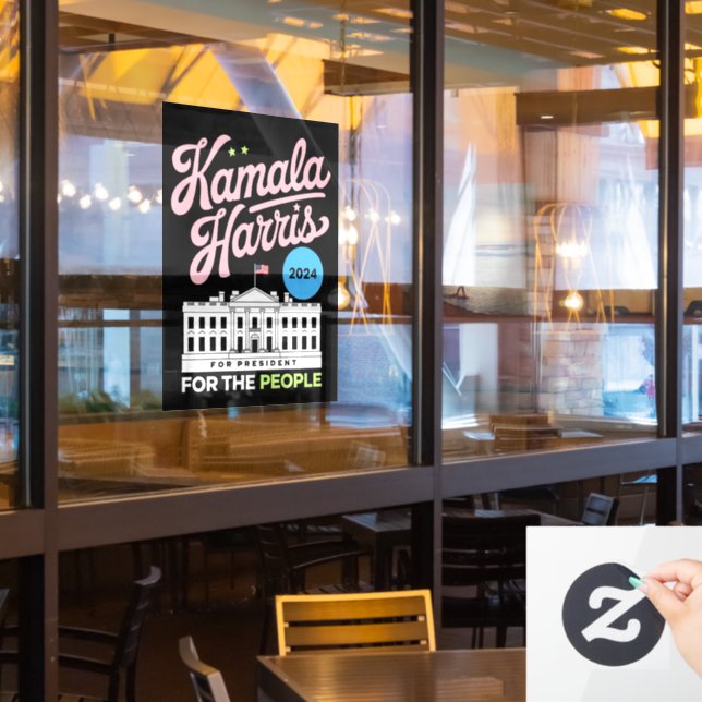Kamala Harris 2024 Social Democrat Vote Blue  Window Cling (Restaurant Window)