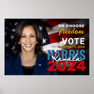 Kamala Harris 2024 Vote Patriotic Campaign Poster