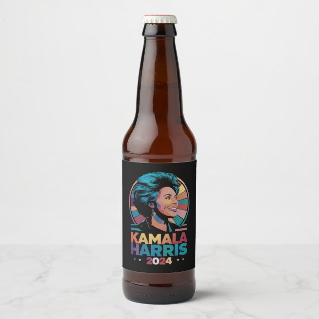 Kamala Harris 2024 Vote President Kamala Election  Beer Bottle Label (Front)