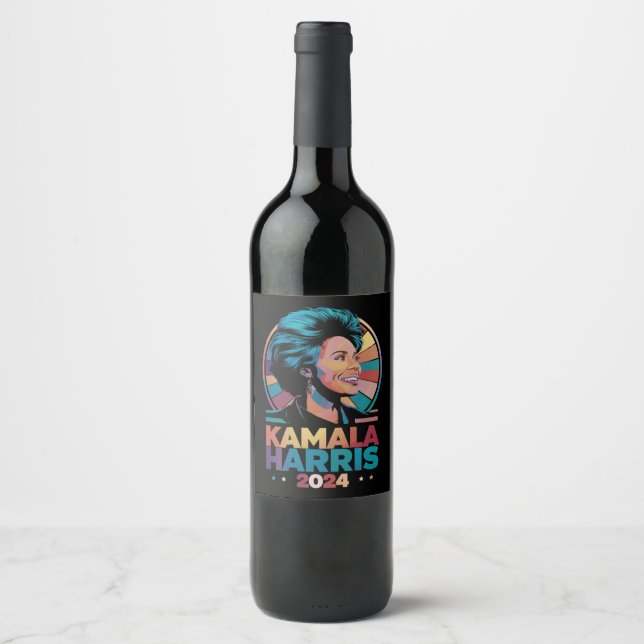 Kamala Harris 2024 Vote President Kamala Election  Wine Label (Front)