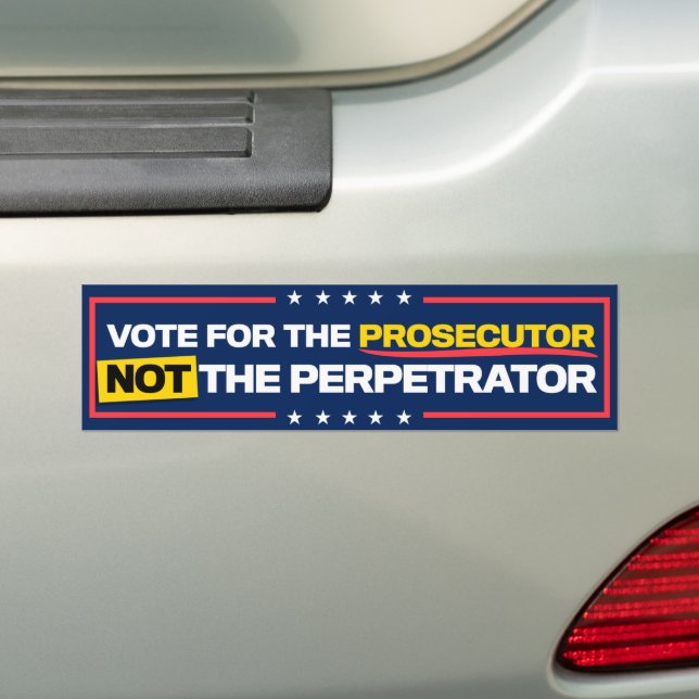 Kamala Harris 2024 Vote Prosecutor Not Perpetrator Bumper Sticker (On Car)