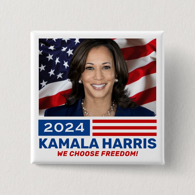 Kamala Harris 2024 We Choose Freedom 15 Cm Square Badge (Front)