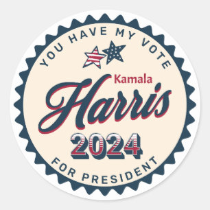Kamala Harris 2024   You Have my Vote Classic Round Sticker