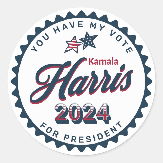 Kamala Harris 2024 | You Have my Vote  Classic Round Sticker (Front)