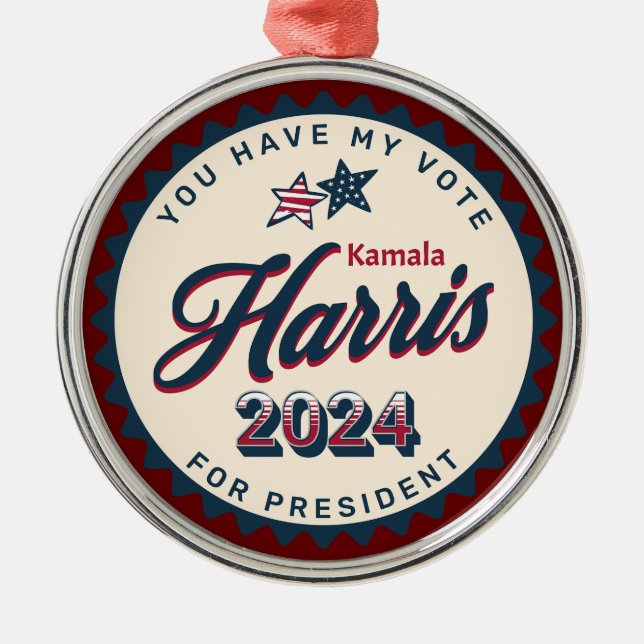 Kamala Harris 2024 | You Have my Vote Metal Tree Decoration (Front)