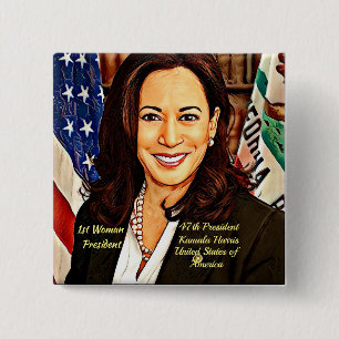 Kamala-Harris-47th-Presdent-USA_ 15 Cm Square Badge