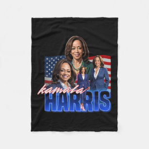 Kamala Harris American Flag Bootleg Reboot Fleece Blanket